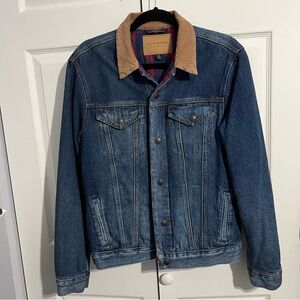 Lucky Brand Blue Denim Jacket with Tan Corduroy Collar